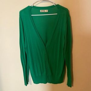 Green Long Sleeve Button Up Cardigan